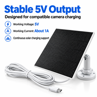 Panneau de charge solaire pour caméra 5W 5V ETFE avec cellule monocristalline, câble de 2M, sortie Type-C pour emplacements isolés