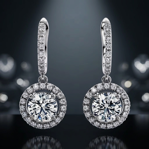 Pendientes Colgantes Redondos Brillantes en Cascada, Joyería Fina de Diseño de Lujo para Mujer, para Vestir de Noche y Fiestas - Product Image 2