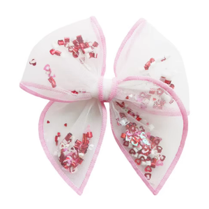 Nouvelles pinces à <span class=keywords><strong>cheveux</strong></span> en tissu à sequins pour enfants, nœuds latéraux pour filles, décoration de <span class=keywords><strong>cheveux</strong></span> en maille pour Noël et anniversaires - Product Image 1