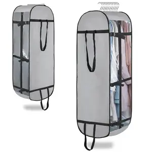 Plegable transparente PVC ventana abierta cubierta de polvo bolso colgante almacenamiento portátil viaje impermeable ropa almacenamiento bolsas de ropa