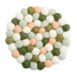 Eco-friendly Felt Tea Coaster Wool Balls Round Placemats - Product Image 2
