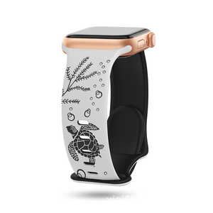 Correa de reloj deportiva de silicona bicolor con grabado láser de tortuga marina para Apple Watch Series 11 10 9 8 Ultra 3 - Product Image 4