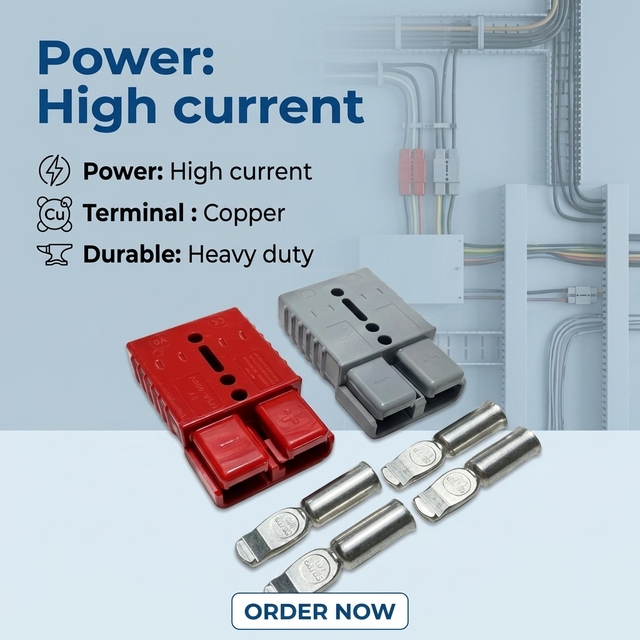 Quick Connect 600v High Current 50A 120A 175A 350A 2pin Power Battery Connector Plug with Copper Terminal for Solar Forklift EV
