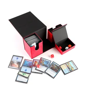 Boîte en cuir synthétique à Double face, étui de rangement pour cartes de jeu de société, porte-manches, boîte de Collection