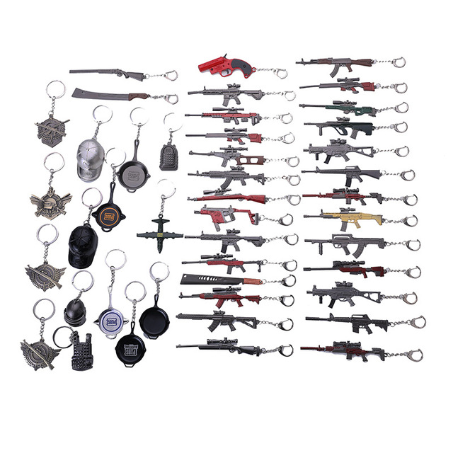Hot Selling Custom Jedi Survival M416 AWM 98K AKM M24 Level 3 Backpack Pot signal Gun weapon Metal Pendant Accessory Key Chain