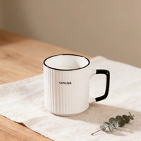Mug à café en céramique à rayures uniques et minimalistes, écologique, de qualité alimentaire, compatible lave-vaisselle et micro-ondes, en stock, pour la maison et le bureau