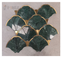 Carreaux de mosaïque en marbre blanc à motif de feuille de ginkgo moderne, or blanc, parquet, panneau mural intérieur pour hôtel, villa, design graphique