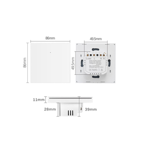 Interruptor de pared táctil inteligente de 1 canal para UE/Reino Unido con control por voz, línea neutra, material ABS, IP27, 220V/110V, puertos USB A/C - Product Image 5