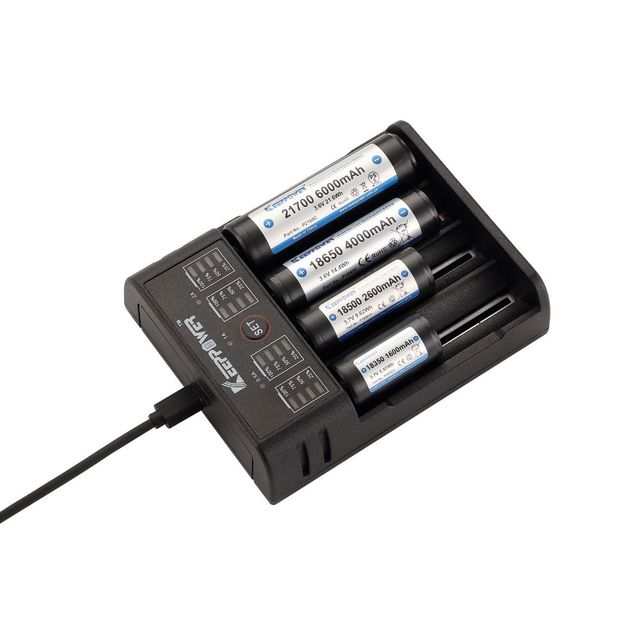 Keeppower High Speed Quick Charge K4 Universal Li-ion Battery Charger for 18650 21700 26650 16650 26700 14500 with LCD Indicator