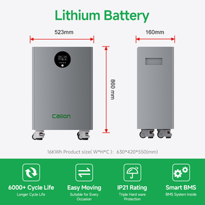 Movable 16KWh 51.2V 314Ah Large Capacity Lithium Ion <b>Battery</b> Roller Energy System Stackable CAN Hybrid Grid Home Use - Product Image 2