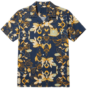 Nice Sales Magnificent Cost Short Sleeve Print Camp Collar Sustainable Abstract <b>Repeat</b> Pattern Mens 100% Cotton Shirt - Product Image 3
