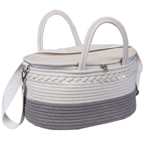 Offre Spéciale bandoulière bébé organisateur sac pépinière panier de rangement personnalisé couche coton corde couche <span class=keywords><strong>Caddy</strong></span> avec couvercle - Product Image 6