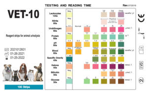Bandelettes de test urinaire pour animaux de compagnie 100 unités, Diabète, <span class=keywords><strong>Sang</strong></span>, Cétone, Infection urinaire, Glucose, Nitrite, Gravité spécifique, PH, Protéines, Léucocytes VET-10 - Product Image 3