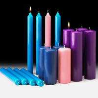 Bougies de cire de colonne sans flamme pour l'église catholique Bougies coniques religieuses Cônes de l'avent pour la maison Bougies de l'avent rechargeables