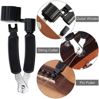 Alat Pengganti Senar Gitar 3-in-1 Grosir, Penggulung Senar Hitam untuk Gitar Bass Elektrik dan Gitar Akustik