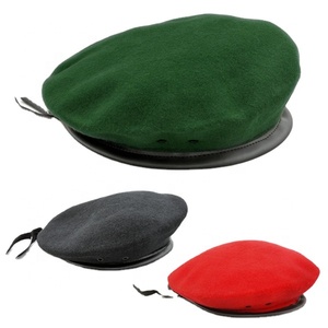 Berretto di lana 100% con berretto tattico di colore verde vincolante satinato - Product Image 1