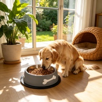 Bol pour chien en acier inoxydable Kinghon, accessoires écologiques pour petits animaux - Utilisation intérieure/extérieure/en voyage, produits d'alimentation pour chiens
