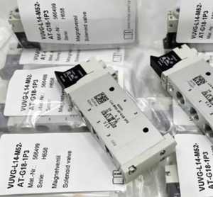 โซลินอยด์วาล์ว Vuvg-bk14-m52-at-f-1r8l-s ของแท้ใหม่เอี่ยม รุ่น 8042575, แบบ 5/2 ทาง ชนิด Monostable Internal Pilot Flange, 24V D - Product Image 6