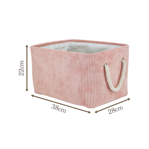 Grande pieghevole in tessuto di velluto a coste organizer cesto per la biancheria con manico in corda - Product Image 6