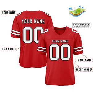 Custom Red <b>White</b>-<b>Black</b> Classic Style Mesh Authentic <b>Football</b> Jersey - Product Image 2