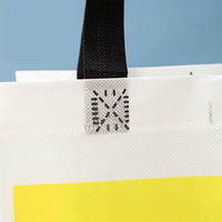 Sac de shopping réutilisable écologique sans BPA en tissu non tissé avec logo personnalisé, fermeture à bouton-pression, visage souriant, transfert thermique
