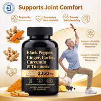 Complément alimentaire à base d'extrait de gingembre, d'ail, de poivre noir et de curcuma (curcumine) pour la santé des articulations et du système immunitaire, en capsules, vente directe usine OEM