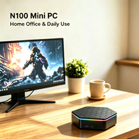 Mini PC Intel N100 N150 DDR416G de Alta Eficiencia, Bajo Consumo, Refrigeración Silenciosa, Soporte VESA, Mini Computadora para Oficina Pequeña, Enchufe Estadounidense