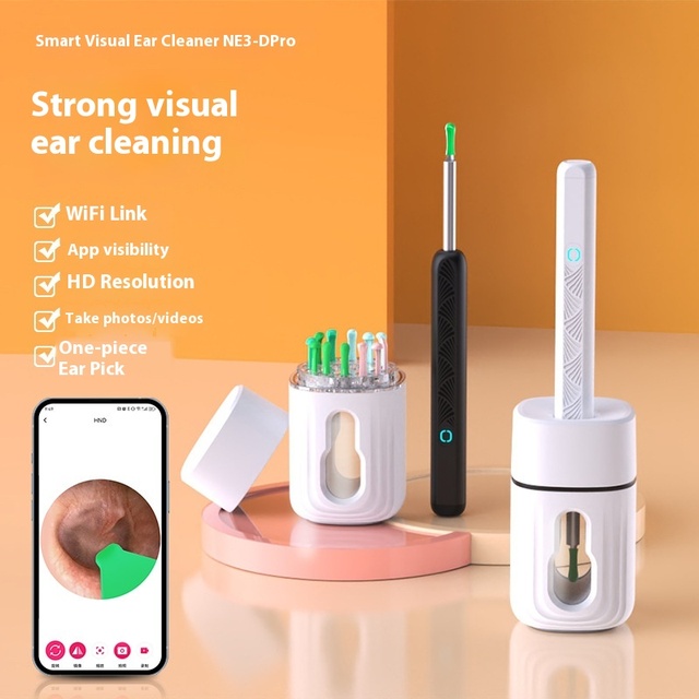 NE3-D HD White & Black ABS Ear Pick Wireless Cleaning Endoscope Visual Ear Scoop