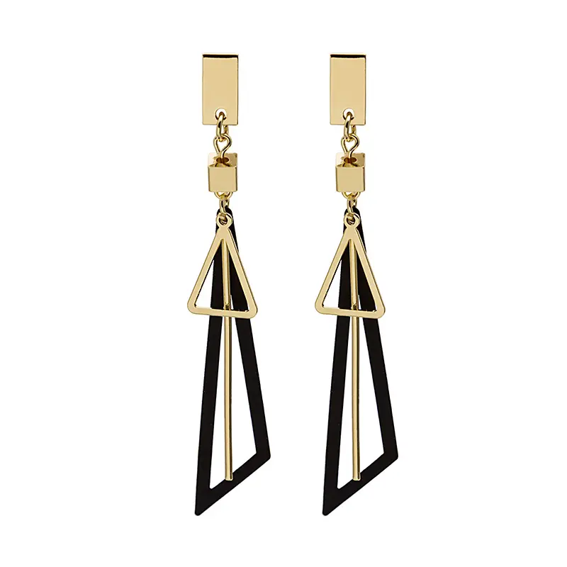 Korean Creative Fashion Long Geometric Triangle Tassel Earrings For Women's Fine Gift Exaggerated Dangle Earring