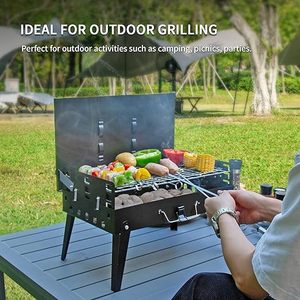 Griglia BBQ Portatile Pieghevole Premium a Carbone con Set di Utensili Antiaderenti - <span class=keywords><strong>Barbecue</strong></span> da Tavolo per Campeggio e Picnic all'Aperto - Product Image 2