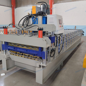 Stable <b>Running</b> Double Layer Roll Forming <b>Machine</b> Glazed Tile Trapezoidal Roof Sheet Making Machinery For Steel Structure - Product Image 3