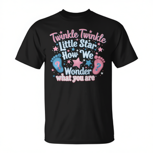 T-shirt unisexe pour adulte à manches courtes et col rond avec impression numérique « Twinkle Twinkle Little Star » pour révélation du sexe - Product Image 2