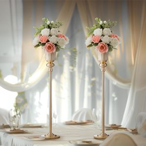 Fabbrica <span class=keywords><strong>oro</strong></span> artificiale composizioni floreali tromba vaso nozze centrotavola decorazioni da tavola per matrimoni eventi speciali - Product Image 3