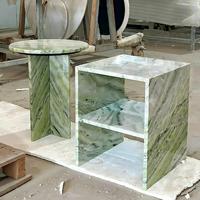 Table d'appoint de luxe en marbre vert Shangri-La, ronde ou carrée, deux styles, pour salon ou canapé