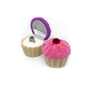 Elegante Scatola Regalo a Forma di Torta del Marchio Jiesheng con Esterno in Velluto, 3 Colori, 6.2x6.2x5.4CM per Gioielli - Product Image 1