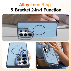 Quality metal camera holder matte frosted magnetic phone case for samsung Galaxy S26 ultra S25 A35 A57 A14 <b>cover</b> for iPhone 17 - Product Image 2