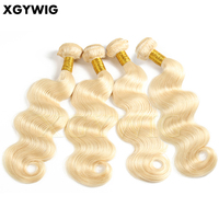 Lot d'extensions de cheveux 613 naturels remy, body wave, couleur blonde platine, avec lace frontal, 10 à 30 pouces, en Stock