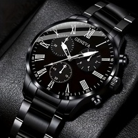 Ensemble de 4 pièces : Montre à quartz pour homme, collier avec pendentif flèche, bracelet et bague, ensemble cadeau de luxe pour homme