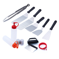Kit d'accessoires pour plancha 14 pièces, outils professionnels pour gril plat Hibachi, ensemble de spatules élargies en cadeau pour barbecue extérieur Teppanyaki