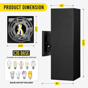 E26 ऊपर का नेतृत्व किया और नीचे करने के लिए आउटडोर दीवार नेतृत्व में दीवार प्रकाश घुड़सवार स्मार्ट सेंसर dask सुबह एल्यूमीनियम सिलेंडर आउटडोर प्रकाश - Product Image 4