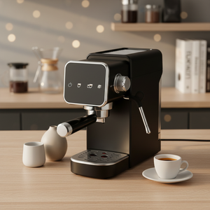 Cafetera Eléctrica Semiautomática Italiana de 15 Bares, Acero Inoxidable, Pantalla Táctil, 1350W, Espumador de Leche Instantáneo, para Uso Doméstico y Hotelero - Product Image 1