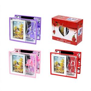 24 piezas/caja, jarrones de vidrio y cristal de 5 pulgadas con diseño de rosa y reloj - Product Image 1