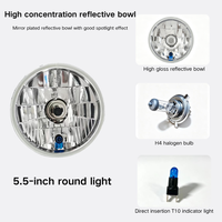Phare rond H4 de 5-1/2 pouces de remplacement pour Suzuki GN125 GN250 Royal Enfield Bullet 350 500 Moto Vintage