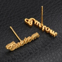 Boucles d'oreilles créoles personnalisées en acier inoxydable pour femme, plaquées or 18 carats, faites à la main, tendance, pour soirée, idéales pour le dropshipping