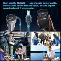 Cargador para Starlink Mini, Cargador de Coche con Doble USB, 12V-24V, Cable de CC de 5M/300CM, Voltímetro Digital, Cable de Extensión Impermeable