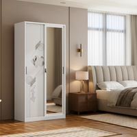 Armoire Moderne en Acier avec Porte Miroir, Meuble de Rangement Métallique pour Vêtements, Verrouillable, pour Chambre à Coucher, Fabrication OEM