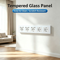 Prise murale électrique UBARO série M 5 prises EU avec 6 ports USB 16A 250V, panneau en verre trempé, 366 mm