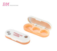Palette de fards à paupières ovale mignonne à 3 compartiments, étui cosmétique en plastique adorable avec miroir de maquillage intégré ES2162A