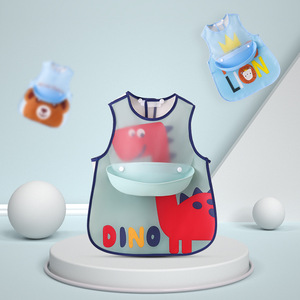 Babero Impermeable Delgado para Bebé, <span class=keywords><strong>Chaleco</strong></span> con Bolsillo para Comida, Diseño de Animales y Letras de Dibujos Animados, Anti-Suciedad, para Primavera/Verano - Product Image 1