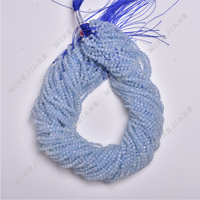 Perles en pierre naturelle Aigue-marine 2mm 3mm 4mm, rondes, facettées, en vrac, pour la fabrication de bijoux DIY